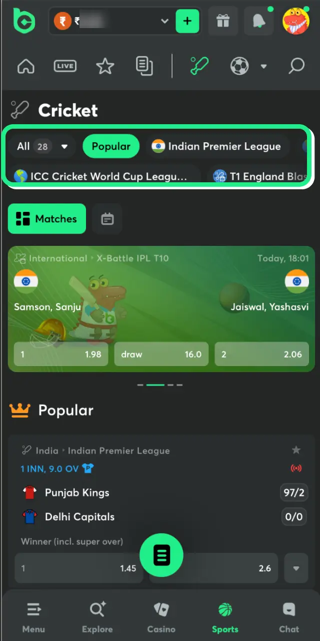 bc game app bet choose match