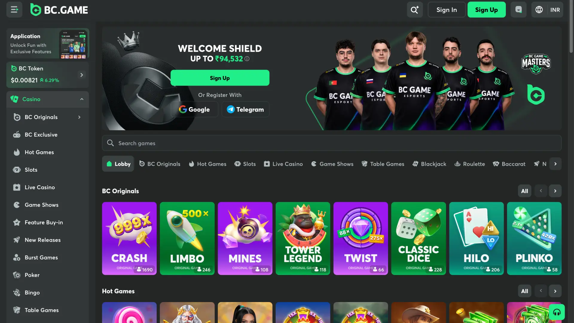 bc game interface casino